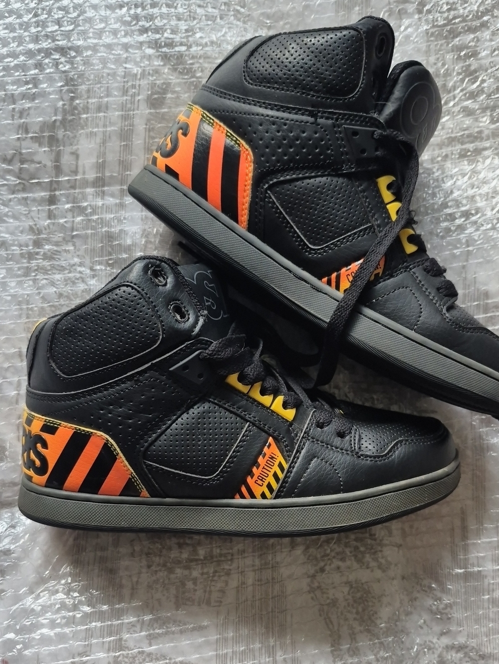 Osiris NYC 83 CLK Skate Shoes - Black/Orange "Caution" Hazard Stripe -